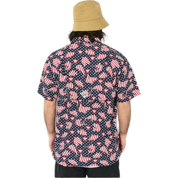 Columbia PFG Mens FATHER'S DAY Vented Fishing USA Flag Patriotic JULY 4th NWT - Picture 3 of 12